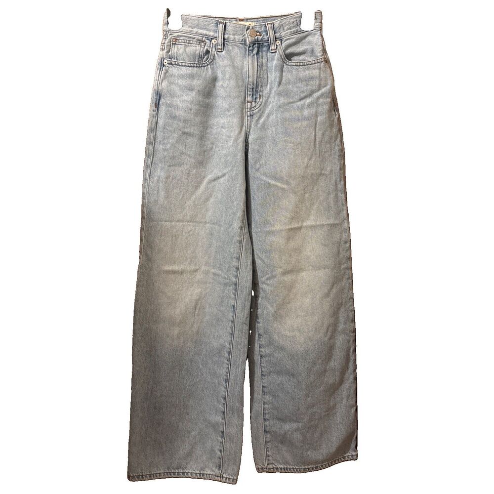 Women’s Madewell Super Wide-Leg Jeans Light Wash Blue Denim Pants Size 23